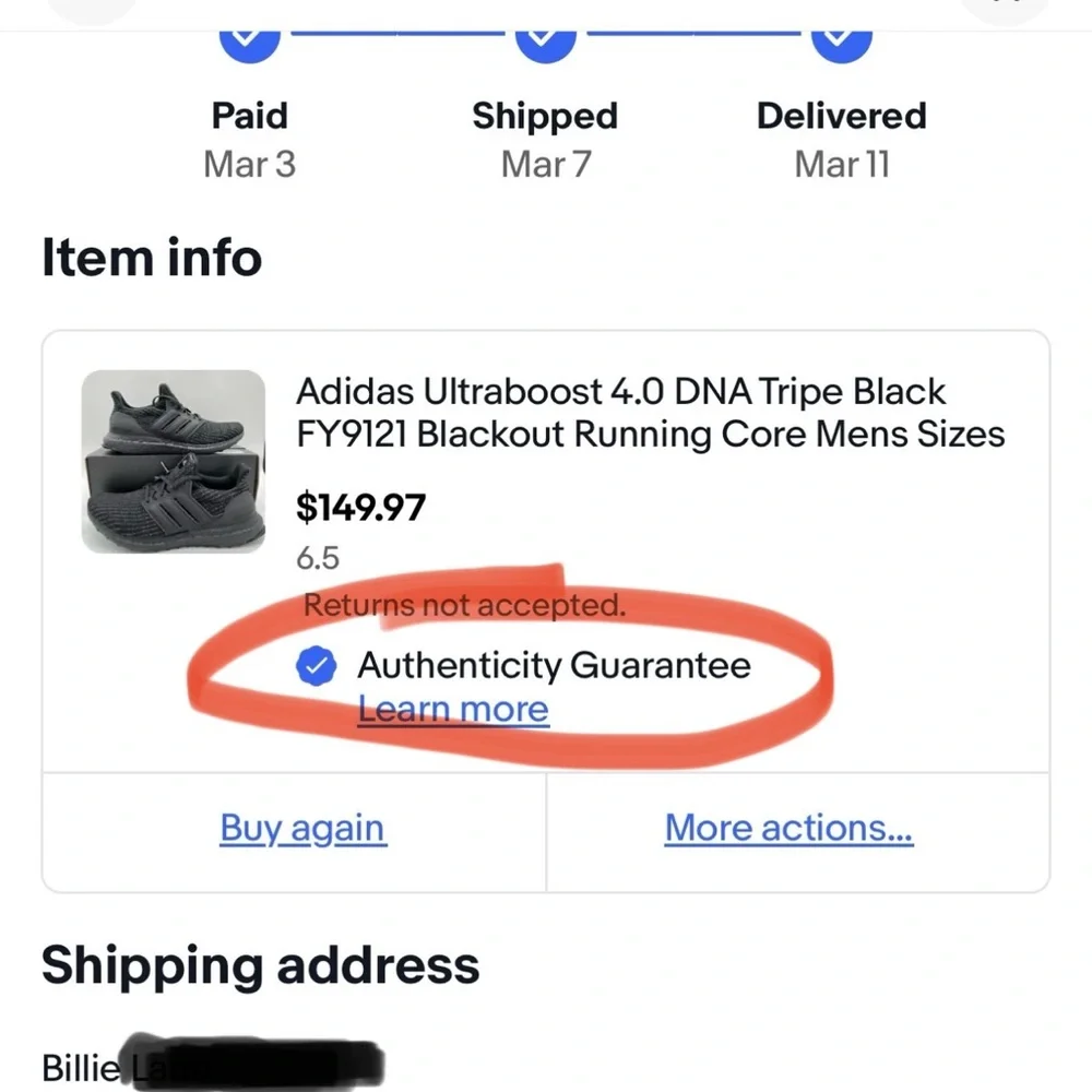 Adidas Ultraboost 4.0 DNA Tripe Black Blackout Running Core Unisex - Picture 7 of 7